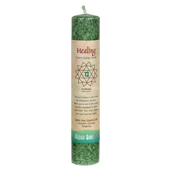 Aloha Bay Chakra Pillar Candle, 8-Inch, Green, 8