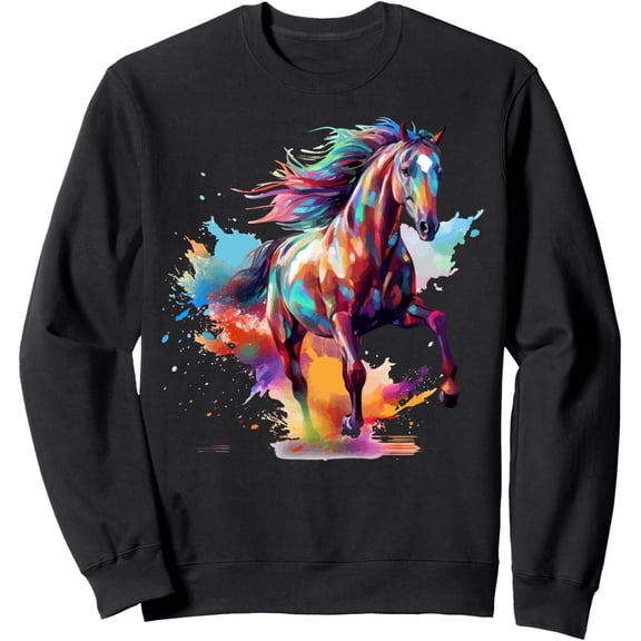 Velto Splash Art American Saddlebred Horse Lover Colorful Swearshirt Full Size S-5XL
