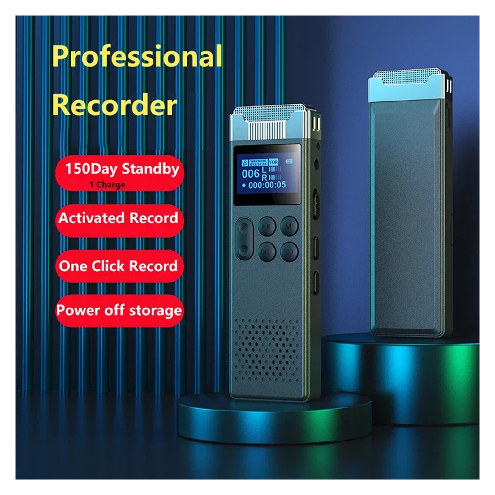 Small Sound Activated Voice Recorder External Horn Speaker, Noise Reduce Sound Dictaphone ,Excellent Sound Quality