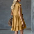 thumbnail image 5 of Fewfanhot Casual Summer Dresses for Women Summer Dress Notched V Neck Front Button Sleeveless Ruffle Hem Beach Vacation Mini Sun Dress, 5 of 5