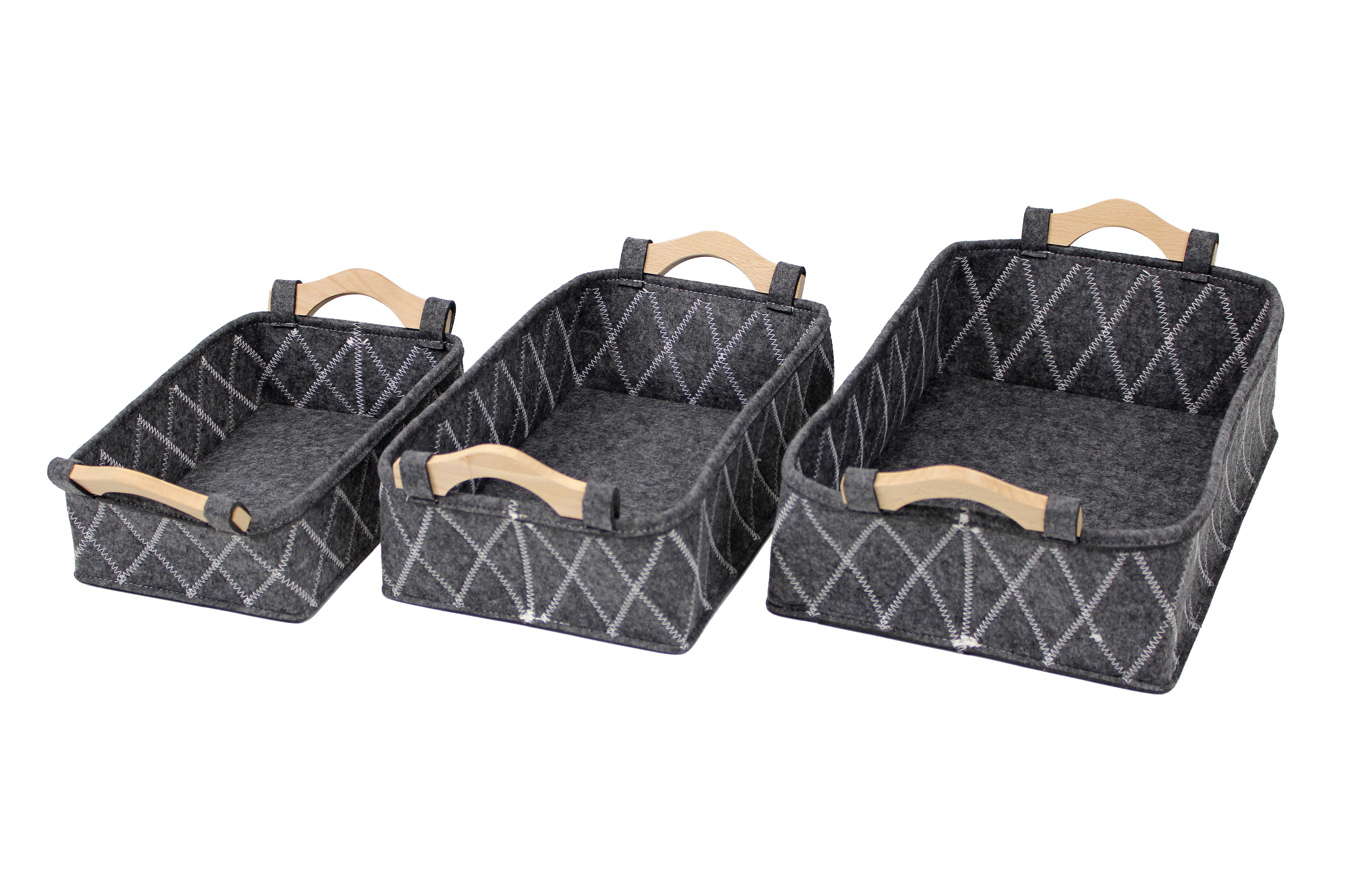 Black Bringer 4-Pack Plastic Woven Paper Storage Basket Tray
