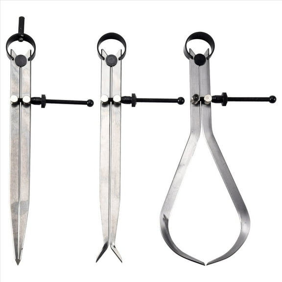 Spring Inside Outside Divider Caliper Set 8-Inch Machinist Tools 3-Pack,3 * Spring inside and outside calipers,Silver