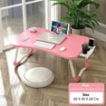 thumbnail image 2 of Mesa plegable para laptop, almacenaje, desayuno en cama, soporte libros con ranura para teléfono y porta vasos - rosa, 2 of 3