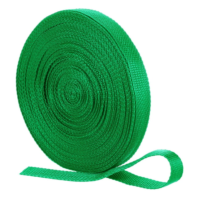 Correa de cinta de nailon, 20 metros x 1.6 cm de cinta plana de polipropileno para reparar manualidades (Verde)