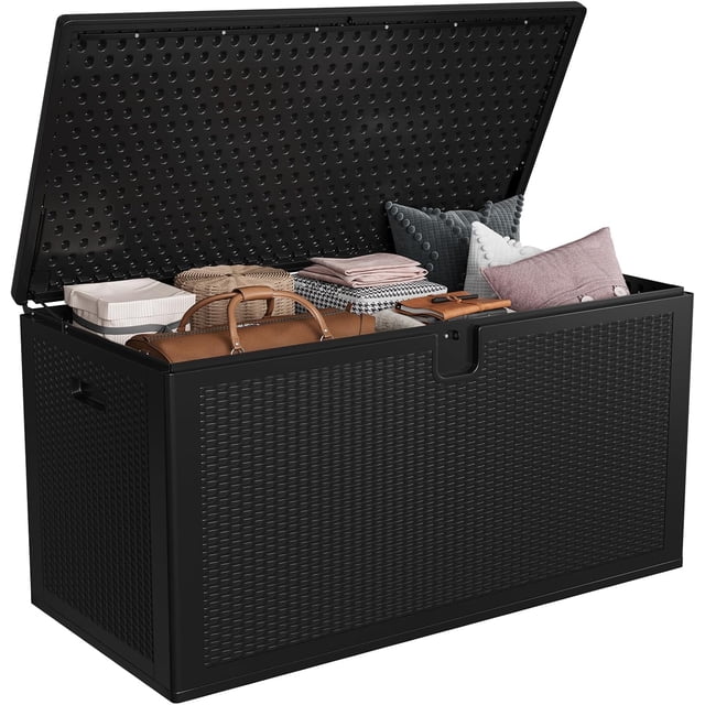 Royalbelle Coffre de Terrasse en Résine Verrouillable de 150 Gallons, Rangement Extérieur Imperméable