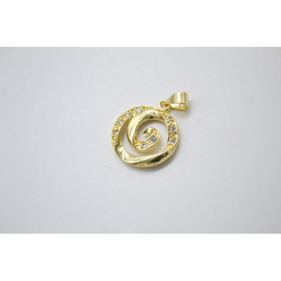 18K Gold Filled Swirl With CZ Cubic Zirconia Stone Pendant