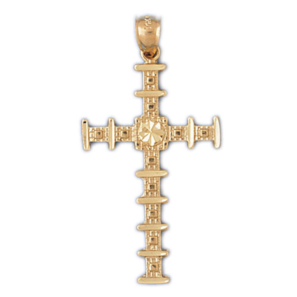 46mm Silver Yellow Plated Cross Charm