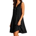 thumbnail image 4 of Kukoosong Women's Sleeveless Embroidered Tank Dress with Pockets, V-Neck Button Front Mini Casual Loose Flowy A-Line Tunic Dress, Summer Beach Boho Dress, 4 of 6