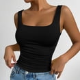 thumbnail image 6 of longantii Womens Square Neck Tank Tops Crop Summer Basic Going Out Tops Tight Crop Ruched Fashion Clothing 2026 Black L, 6 of 7