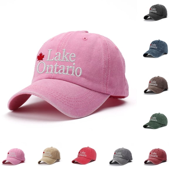 Lake Ontario Baseball Hat Unisex Adjustable Dad Cap Classic Embroidered Lettering Cotton Sun Hat Great Lakes Casual Outdoor Headwear