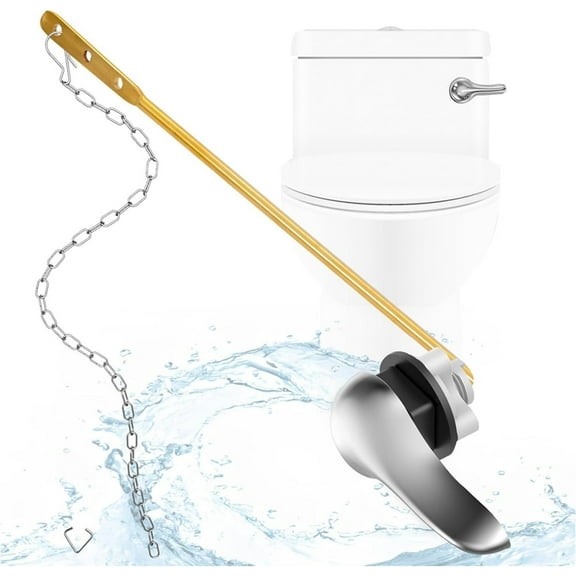 Scheam 1 Pcs Universal Toilet Tank Flusher Lever,Metal Toilet Flush Handle Kit,Front Mount Bowl Flusher Replacement with Chain,for Home Toilets