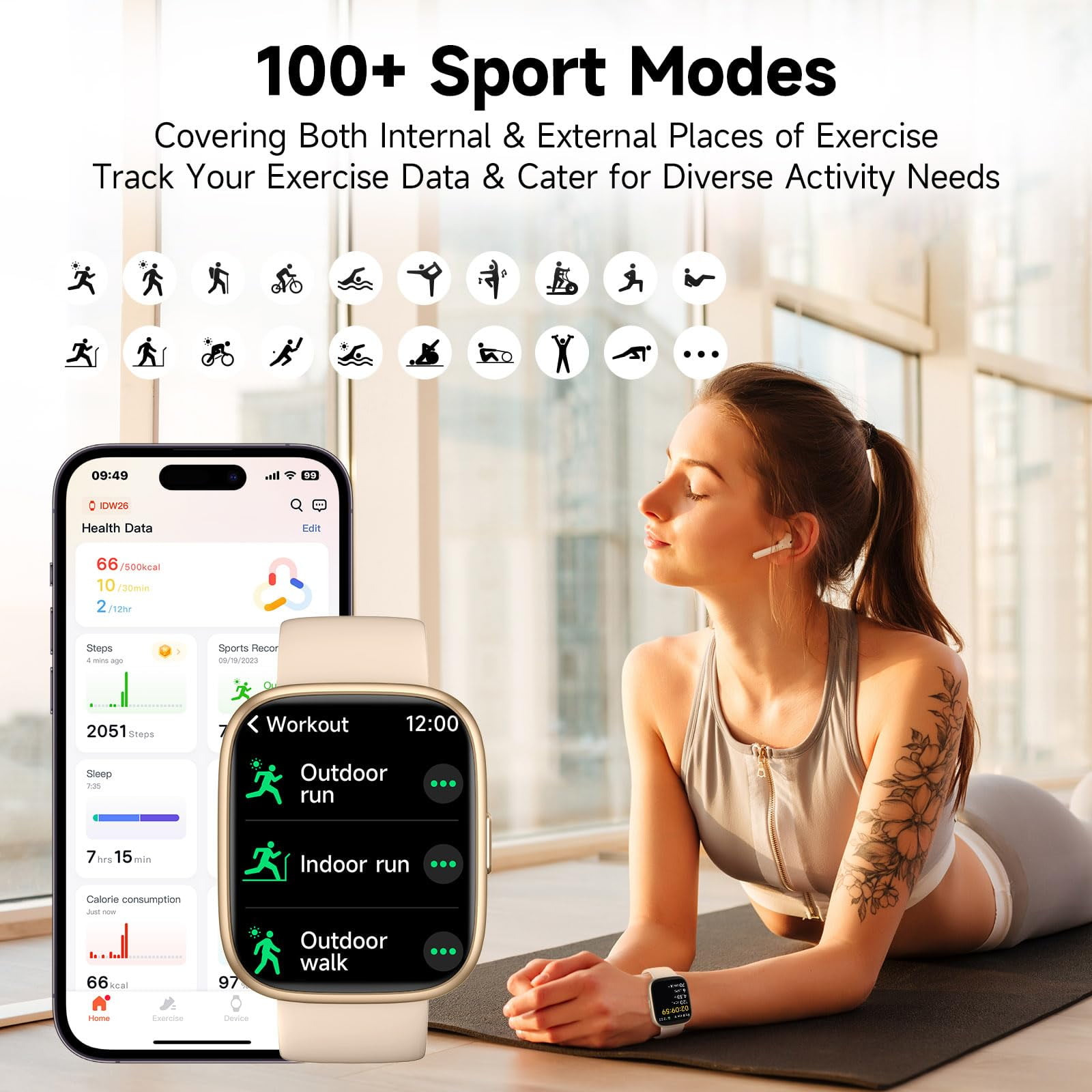 Smart Watch for Men Women,Alexa Built-in Smartwatch(Answer/Make Calls) 1.83" HD Fitness Tracker IP68 Waterproof Watches 100+ Sport Mode Activity Tracker Sleep Monitor iOS Android Compatible