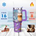 thumbnail image 4 of 40 Oz Purple Halloween Tumbler with Handle and Straw, Double Wall Vacuum Reusable Stainless Steel Water Bottle Leak Proof Insulated Travel Mug Scary Iced Coffee Cup, for Iced or Cold Beverages, 4 of 7
