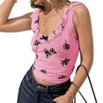 thumbnail image 2 of Summer Floral Print Sleeveless Women Slim Fit Ruffle Tank Tops, 2 of 6