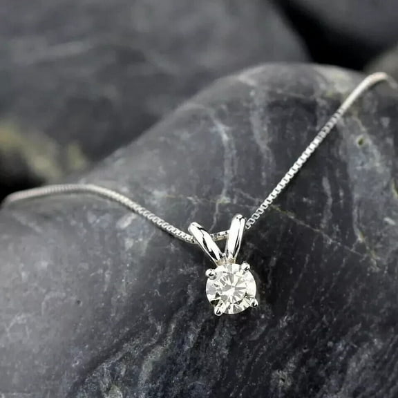 2Ct Lab-Created Diamond Round Solitaire Pendant Necklace 14k White Gold Plated