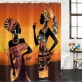 thumbnail image 2 of Black Orange Girls Boho Shower Curtain, Waterproof Shower Curtains for Bathroom, Vintage Ethnic Abstract Art Washable Fabric Bathtub Curtain Set Bath Decor with 12 Hooks Long 72"x84", 2 of 8