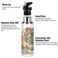 thumbnail image 3 of 600ml Vacuum Insulated Sports Water Bottle with Foldable Straw Stainless Steel Portable Thermos Cup Tiger in Action, 3 of 7