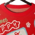 thumbnail image 5 of Womens Sweater Cute Mahjong Crew Neck Pullover Tops Color: Red Size: M, 5 of 6
