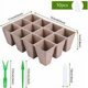 thumbnail image 3 of Macetas de fibra biodegradables para germinación de semillas y plántulas de vegetales, paquete de 10 bandejas ecológicas para plántulas, 3 of 6