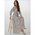 thumbnail image 2 of Flowering Crew Neck Maxi Dress with Belt, 2 of 6