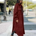 thumbnail image 5 of Womens Long Jackets Plaid Flannel Woolen Trench Coat Mid Length Long Sleeve Thick Warm Lapel Fall Winter Clothes (XXL, Wine-A), 5 of 6