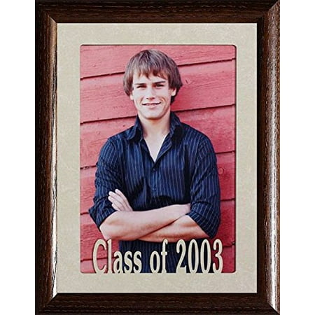 2003 Framed - 5X7 Jumbo ~ Class Of 2003 Portrait Picture Frame ~ Laser Cream Marbled Matboard With Hardwood Frame (Walnut)