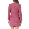 thumbnail image 3 of INSPIRE CHIC Women's Suit Set 2 Piece Outfits Plaid Tweed Short Blazer Jacket and Skirt Sets L Hot Pink, 3 of 5
