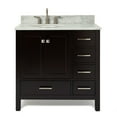thumbnail image 2 of Ariel Cambridge 37 In. Left Offset Oval Single Sink Vanity With Carrara White Marble 0.75 In Countertop In Espresso, 2 of 10