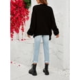 thumbnail image 5 of Caoirhny Women Fashion Wild Cardigan Flower Decor Lantern Long Sleeve Knitted Sweater Coat Autumn Winter Open Front Outerwear, 5 of 9
