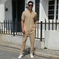 thumbnail image 4 of AZPSRT Mens Two Piece Outfit Casual Tracksuit Set Comfortable Lounge Sweat Suit Khaki Brown Size S, 4 of 4