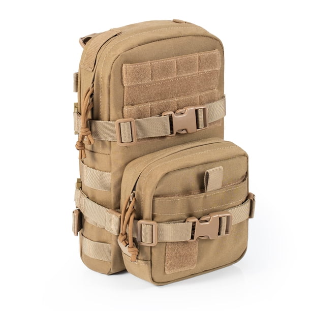 Paquete de hidratación MOLLE pequeño táctico CLTAC, paquete de transporte de vejiga de agua para exteriores con bolsa IFAK Med para mochila tipo chaleco