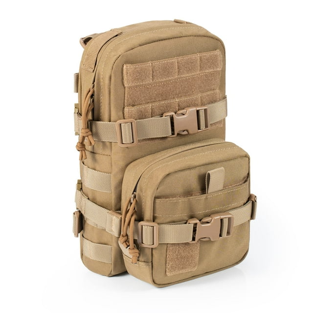 Paquete de hidratación MOLLE pequeño táctico CLTAC, paquete de transporte de vejiga de agua para exteriores con bolsa IFAK Med para mochila tipo chaleco