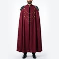 thumbnail image 3 of Men's Gothic Vampire Cape with Epaulettes and Chains Medieval Renaissance Military Cloak Aristocrat Cosplay Costume for Halloween Dress Up Themed Party, 3 of 7