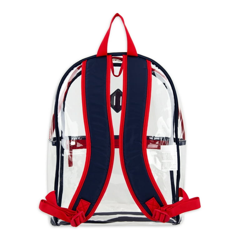 Eastsport Clear Backpack with Pencil Case Blue Red Bundle