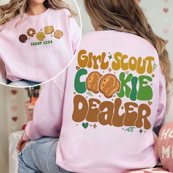 Custom Girl Scout Cookie Dealer Sweatshirt, Cookie Dealer Shirt, Custom Scout Girl Troop Number, Custom Cookies Shirt