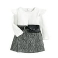 thumbnail image 2 of BONIXOOM Little Girls Outfits Clothes Toddler Kids Christmas Gifts Cap Sleeve Round Neckline Belt Christmas Set White 5 Years, 2 of 4