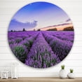 thumbnail image 2 of Designart 'Dramatic Clouds and Sunrise Over Lavender Field II' Farmhouse Circle Metal Wall Art 36x36 - Disc of 36, 2 of 5