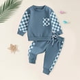 thumbnail image 2 of Towmus Toddler Baby Boy Fall Outfit Plaid Long Sleeve Sweatshirts Elastic Waist Pants Cute Newborn Clothes Set, 2 of 5