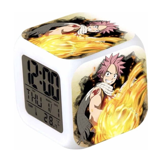Reloj despertador digital LED con forma de cola de hada cuadrado, 8 x 8 x 8 cm, ABS