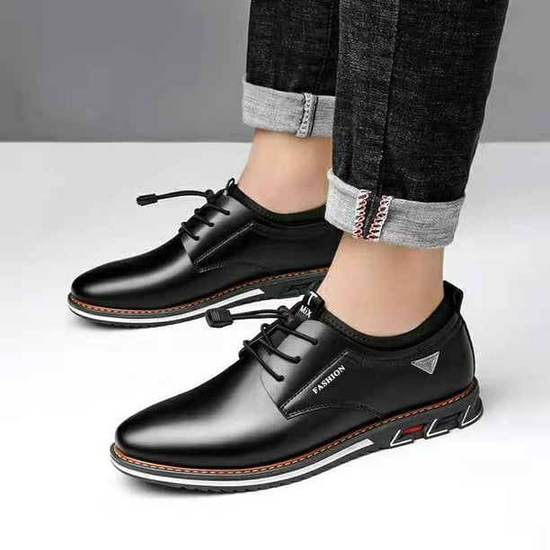 Zapatos de cuero para hombre de talla grande, zapatos de punta redonda para hombre, zapatos casuales y cómodos para hombre