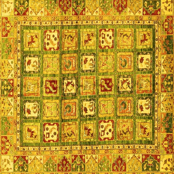 Ahgly Company Indoor Square Abstract Yellow Modern Area Rugs, 8' Square