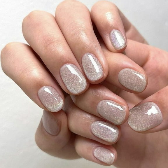 Huhudde 24Pcs Valentine's Day Nails False Nails Short Round Stick on Nails Full Covers Press on Nails Application For Women