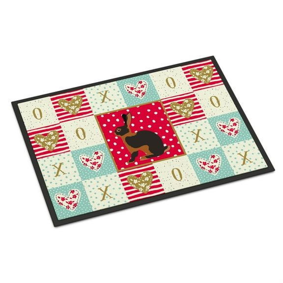 Caroline's Treasures CK5390JMAT Tan Rabbit Love Door Mat, Indoor Rug or Outdoor Welcome Mat 24x36 Doormat, 36"L x 24"W,