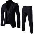 thumbnail image 2 of Clearance! Hontri Men's Slim Fit Business Wedding Party Suit 3 Piece Set Black M, 2 of 5