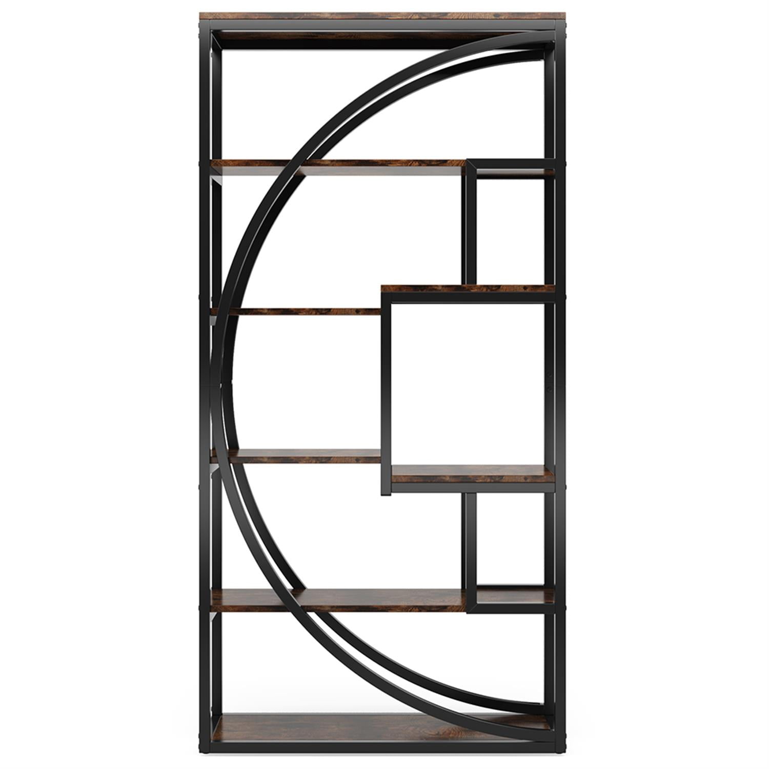 Demi Bonn 70" Industrial Bookshelf Bookcase with 8 Open Storage Shelf for Bedroom, Living Room, Brown