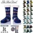 thumbnail image 2 of Mens Winter Sherpa Fleece-lined Cozy Fuzzy Thermal Slipper Socks Size 7-13 Lot, 2 of 8