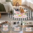 thumbnail image 3 of Rectangle Rug 5ft Area Rug, Easter Rabbit Ear Foot Area Rugs for Living Room Bedroom, Spring Flower Vintage Buffalo Plaid Floor Mat Non-Slip Non-Shedding Carpet Indoor Accent Rugs, 3 of 9
