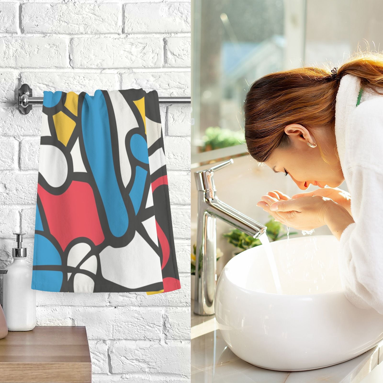 Irregular Shapes Hand Towels Cotton Bath Towels Large Face Towels Absorbent for Bathroom 2 Packs