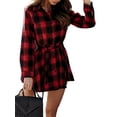 thumbnail image 3 of DYMADE Women Plus Size Fashion Sexy Check Lace Up Shirt Dress, 3 of 4