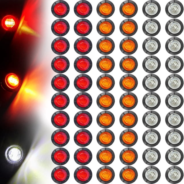 Luces de remolque Tuanse, 60 unidades, marcador LED, 1,9 cm, 12 V DC, resistente al agua